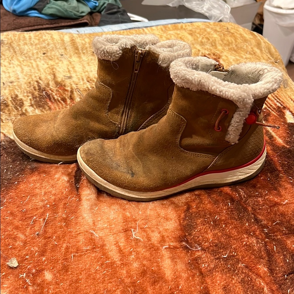 Brown Suede Boots with Faux Fur Lining